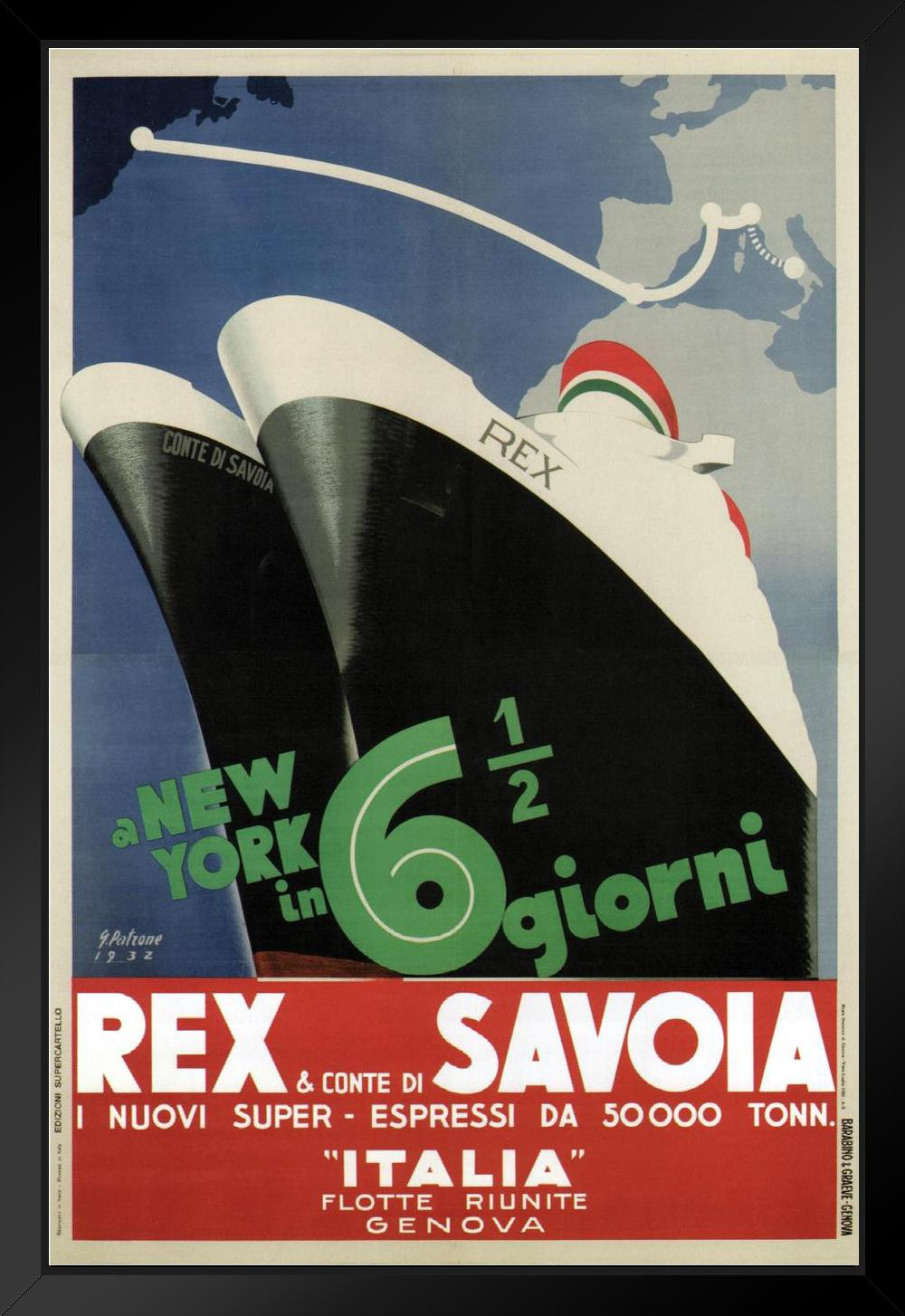 Trinx " Rex Savoia Italian Cruise Ship Line Italy To New York Vintage